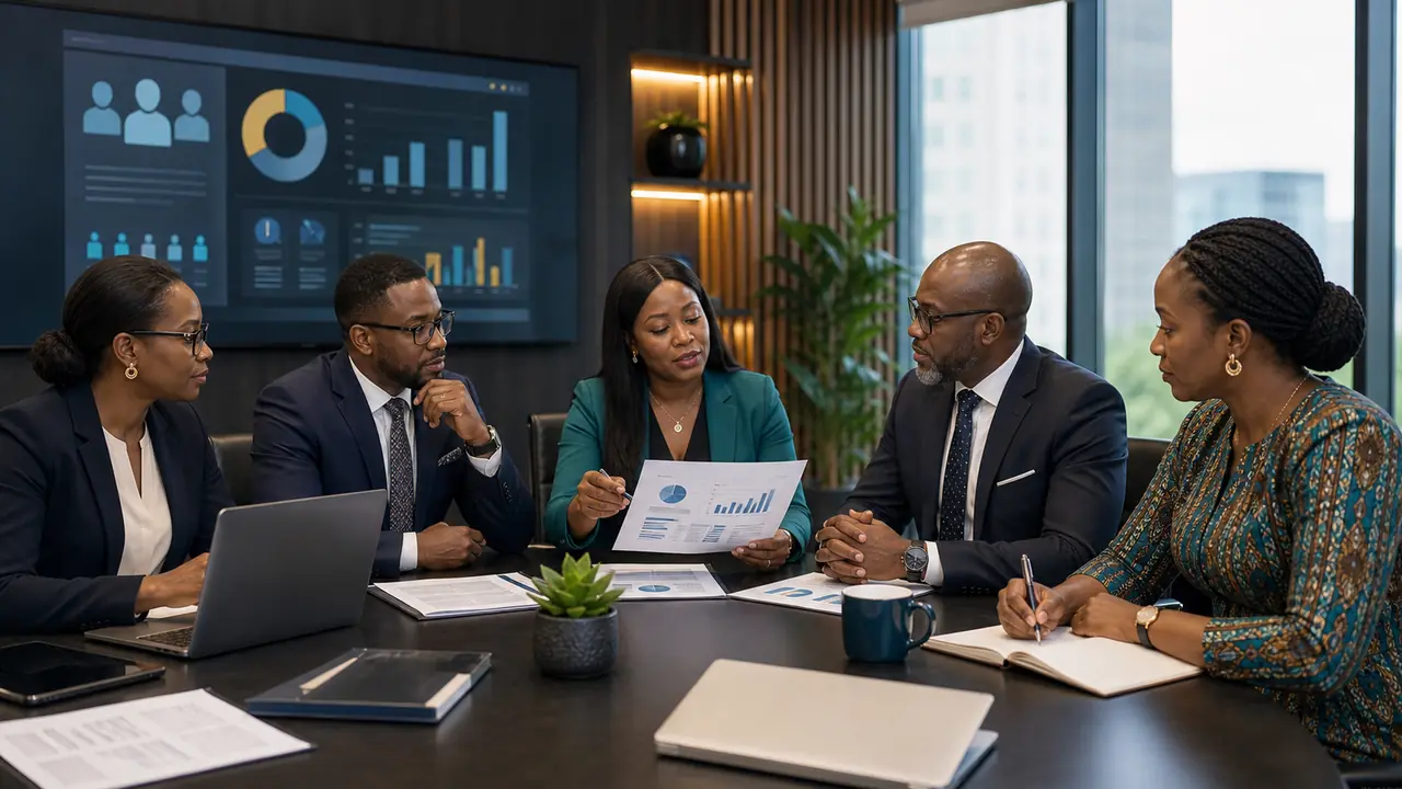 African HR professionals discussing workforce performance